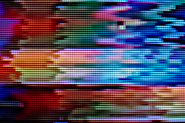 Close-up of colorful abstract tv screen, LCD pixels macro - obrazy, fototapety, plakaty
