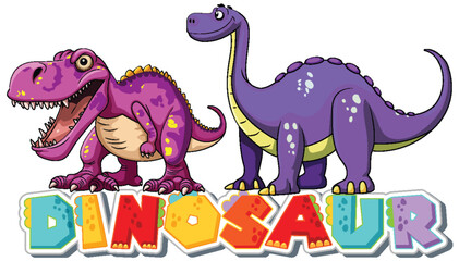 Two friendly dinosaurs in a playful vector graphic © blueringmedia
