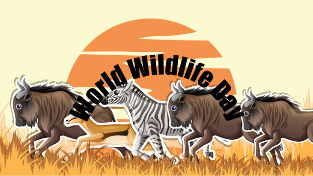 Animals running against a sunset backdrop - Powered by Adobe