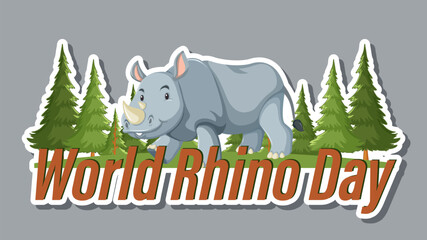 Cartoon rhino with trees commemorating World Rhino Day