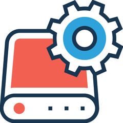 Flat icon of a data processing 