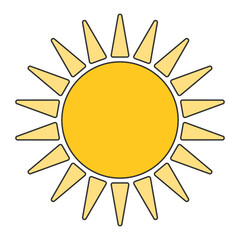 Yellow sun weather on isolated white background