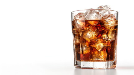 Glass ice Cola isolated white background Refreshing Drink Beverage Soda Refreshment Cold Drink, Generative Ai

