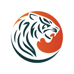 Roaring tiger logo design vector illustration