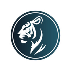 Roaring tiger logo design vector illustration - obrazy, fototapety, plakaty