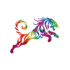 Roaring tiger logo design vector illustration