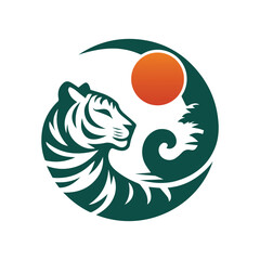 Roaring tiger logo design vector illustration
