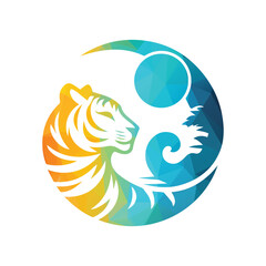 Naklejka premium Roaring tiger logo design vector illustration