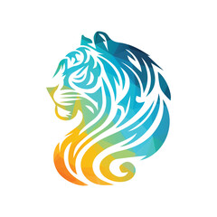 Fototapeta premium Roaring tiger logo design vector illustration