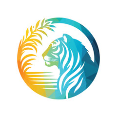 Roaring tiger logo design vector illustration