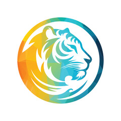 Roaring tiger logo design vector illustration