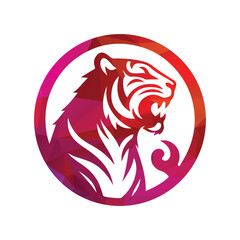 Roaring tiger logo design vector illustration