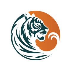 Roaring tiger logo design vector illustration