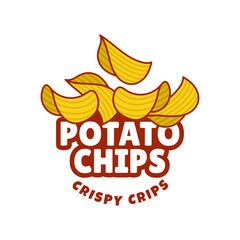 Logo Potato chips, Food and Snack logo with Simple Potato Cartoon, Unique Food, Snack, Chips Business identity Vector Icon isolated on white background