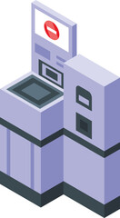 Food self service icon isometric vector. Counter store. Space device panel