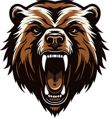 Fototapeta premium Vector illustration of an angry bear head in a minimalist style, perfect for logo and branding purposes.