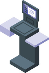 Space self service icon isometric vector. Payment serve. Monitor machine