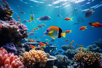 Fototapeta na wymiar fish swimming on the coral reef