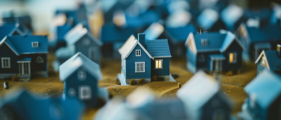 Miniature houses huddle on a landscape, painting a storybook vision of community living