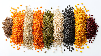 Mix legumes cereals beans peas lentils barley spel, Generative Ai

 - obrazy, fototapety, plakaty