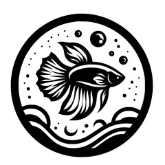 Betta fish logo, splendens fish vector art