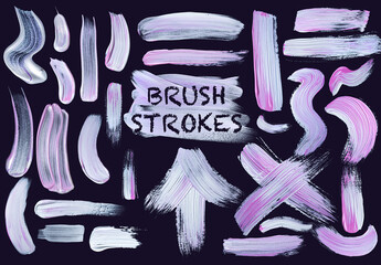 30 Pink Glaze Acrylic Paint Brush Stroke Overlays
