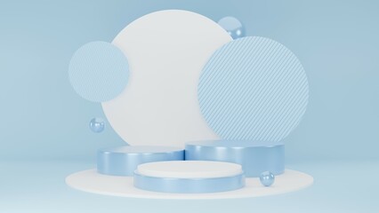 3D Rendering abstract blue background with under water podium