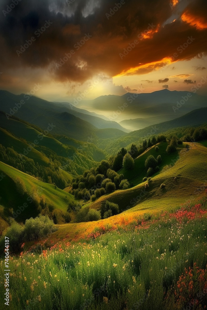 Canvas Prints sunset landscape generative ai