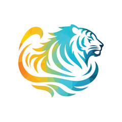 Roaring tiger logo design vector illustration