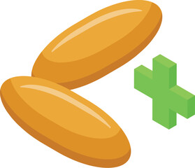 Dietary capsules icon isometric vector. Health protein. Water nutrition