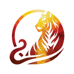 Roaring tiger logo design vector illustration