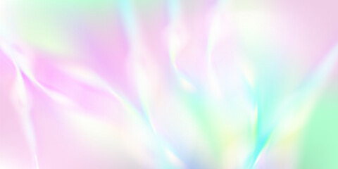 Translucent backdrop features rainbow prism light effect, holographic reflections, crystal flare leaks, shadows overlaying abstract iridescent light. Gradient background, prism like sparkling lights.