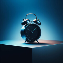 alarm clock on blue background - obrazy, fototapety, plakaty