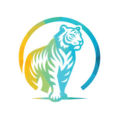 Obraz premium Roaring tiger logo design vector illustration