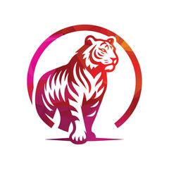 Roaring tiger logo design vector illustration