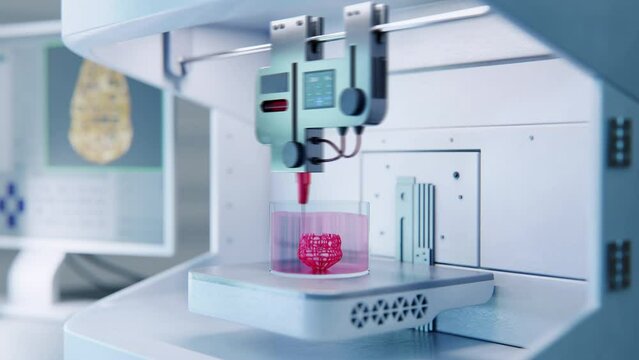 Industrial 3D Printer Working on an Artificial Lung Implant. Timelapse of Machine Manufacturing a Three-Dimensional Object From a Digital CAD Model. Bioengineering Concept Under Computer Control
