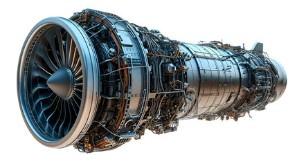 Jet Engine Airplanes Isolated White Background Aircraft Aviation Propulsion Technology Power, Generative Ai

