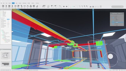 Architectural Software Interface with 3D Virtual Reality Visualization. Screen Replacement with Interior Digitalization for Engineers, Industrial Designers, Builders and Construction Specialists
