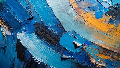 Abstract rough blue painting texture, oil brush stroke. Multicolored art