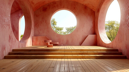 3d illustration empty podium with abstact background very realistic front view mock up