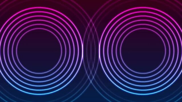 Laser Neon Circle Rings Abstract Motion Design Seamless Loop Video Animation Ultra HD