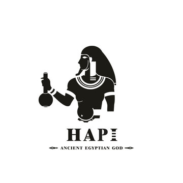 Ancient egyptian god hapi silhouette, middle east god Logo