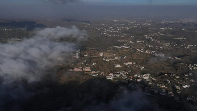 Aerial flying towards Abha city, Saudi Arabia. Descending