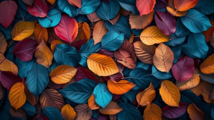 Fototapeta na wymiar Autumn leaves pattern background, vibrant fall colors
