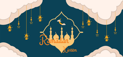 ramadan kareem Islamic greeting card template with ramadan for wallpaper design illustration