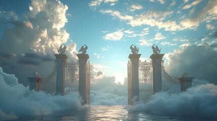 Pearly Gates: Gateway to Heaven - A Classic Interpretation, Generative AI

 - obrazy, fototapety, plakaty