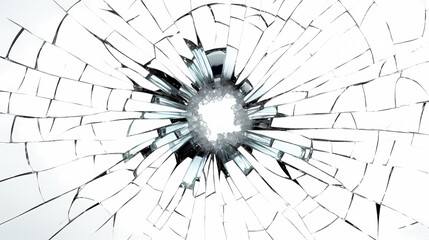 Close-up of broken glass and broken bricks