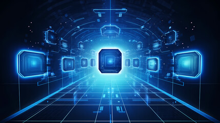 Obraz premium Artificial intelligence background, 3D image of modern technology, holographic digital earth technology screen background
