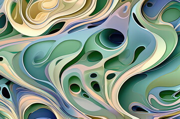 Biomorphic Abstract Pattern with Swirling Shapes and Vibrant Hues
