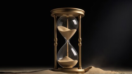 stunning sand timer in isolated background. 4k hourglass illustration. "image generated with AI"